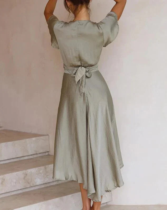 Sacha – Elegant Satin Tie-Front Dress