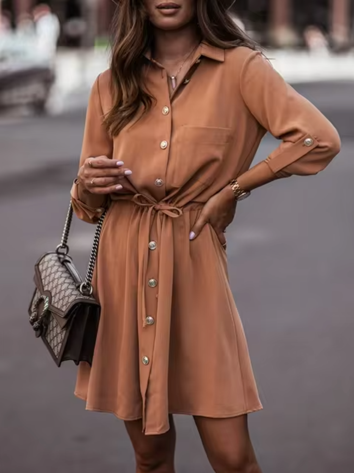 Pearly – Long Sleeve Button Dress