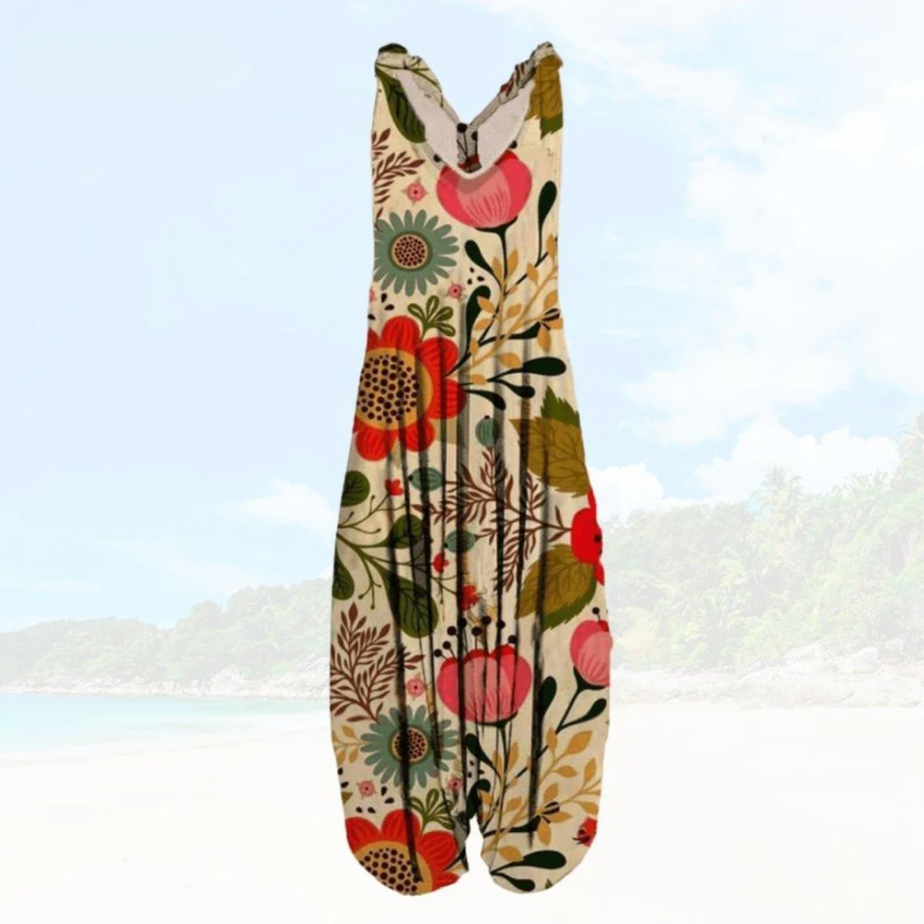 Zevaris – Wide-leg Boho-style Jumpsuit
