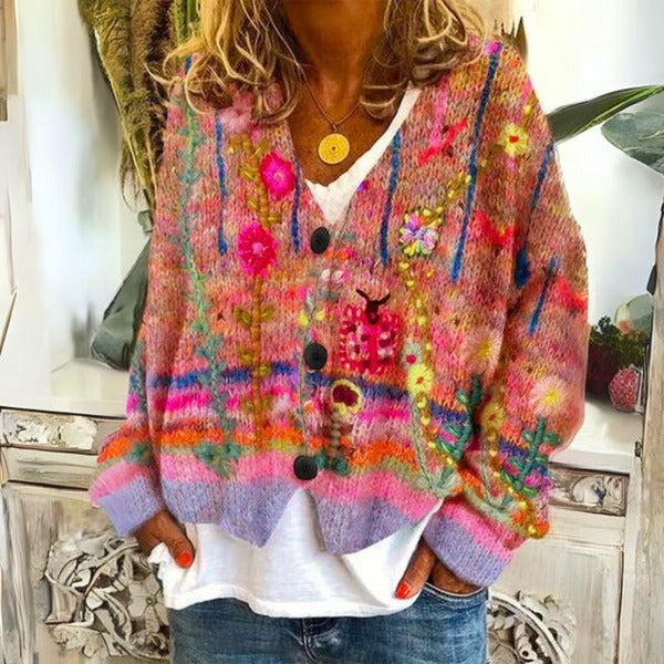 Eléa - Ladies' sweater with floral patterns