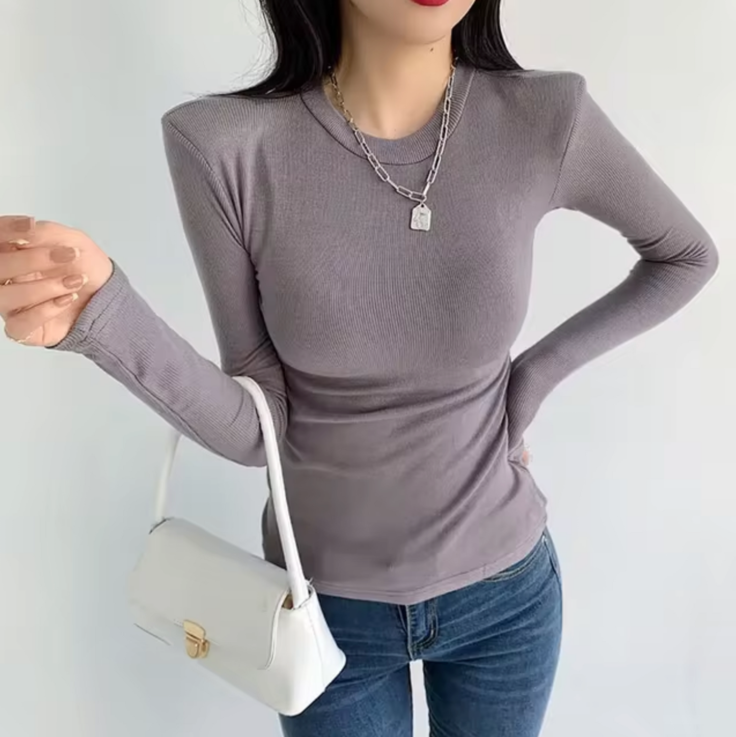 Cerise – Padded Shoulders Long-sleeved Shirt
