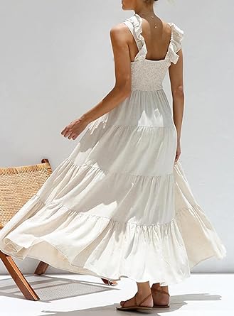 Prisca – Linen Maxi Dress with Ruffles