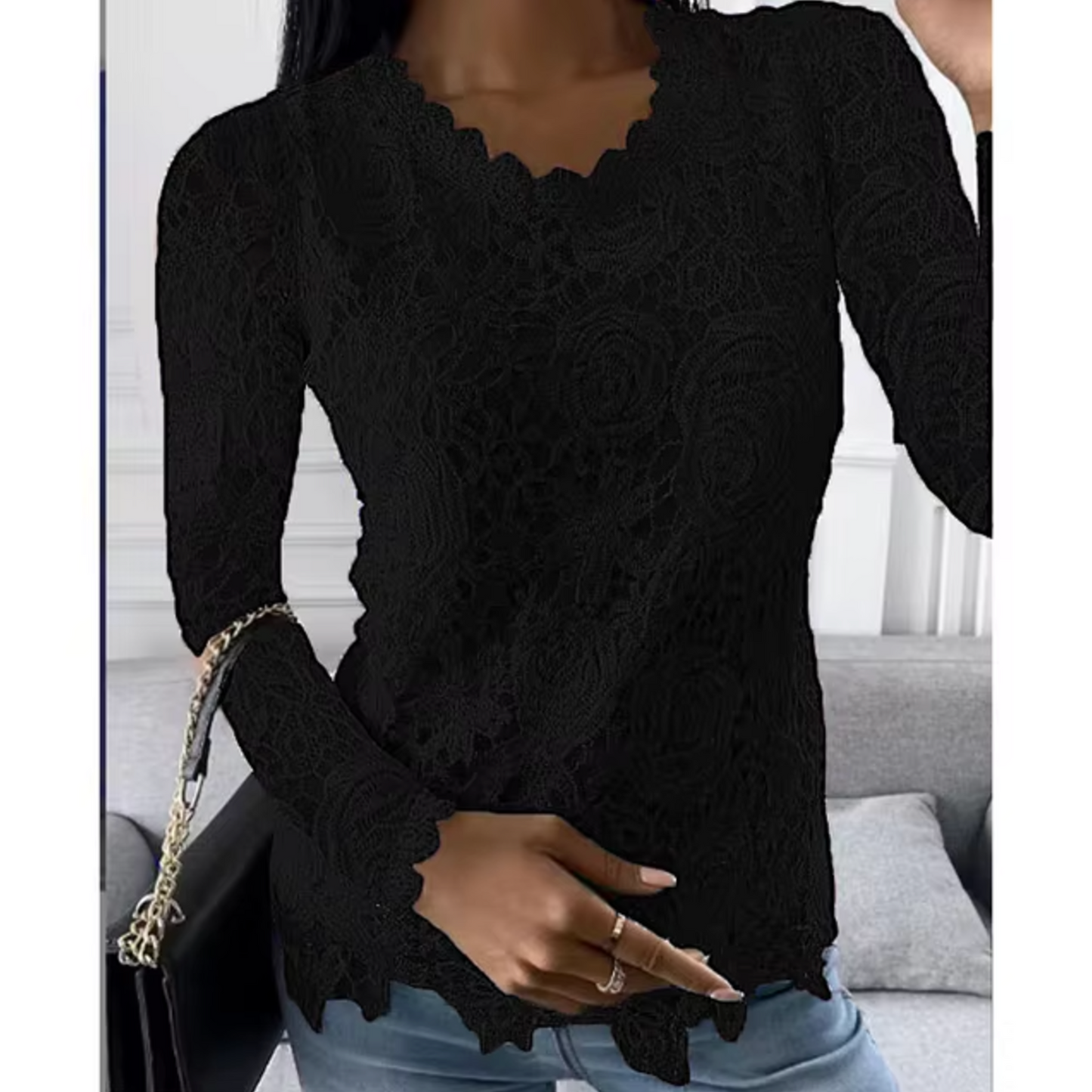 Hallie – Elegant Lace Floral Top
