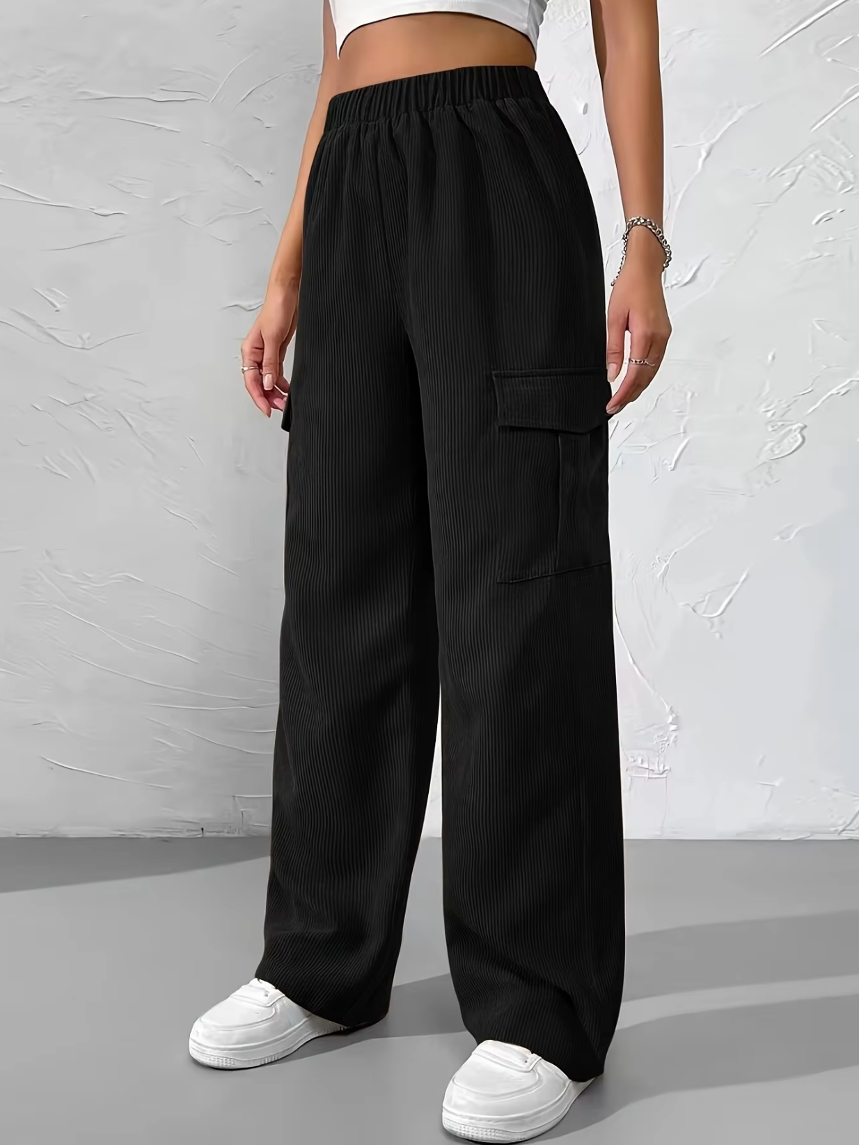 Shari – Curduroy Wide Leg Cargo Pants