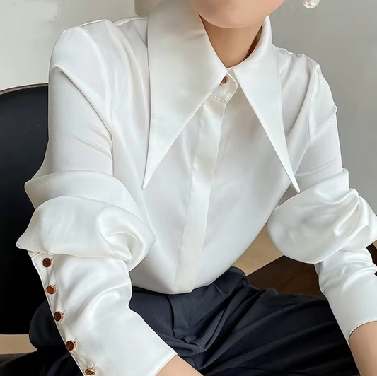 Millicent – Elegant Long-sleeved Satin Blouse