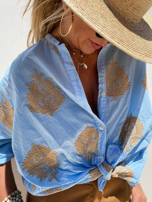Lumirae – Classic Boho Embroidered Long-sleeved Shirt