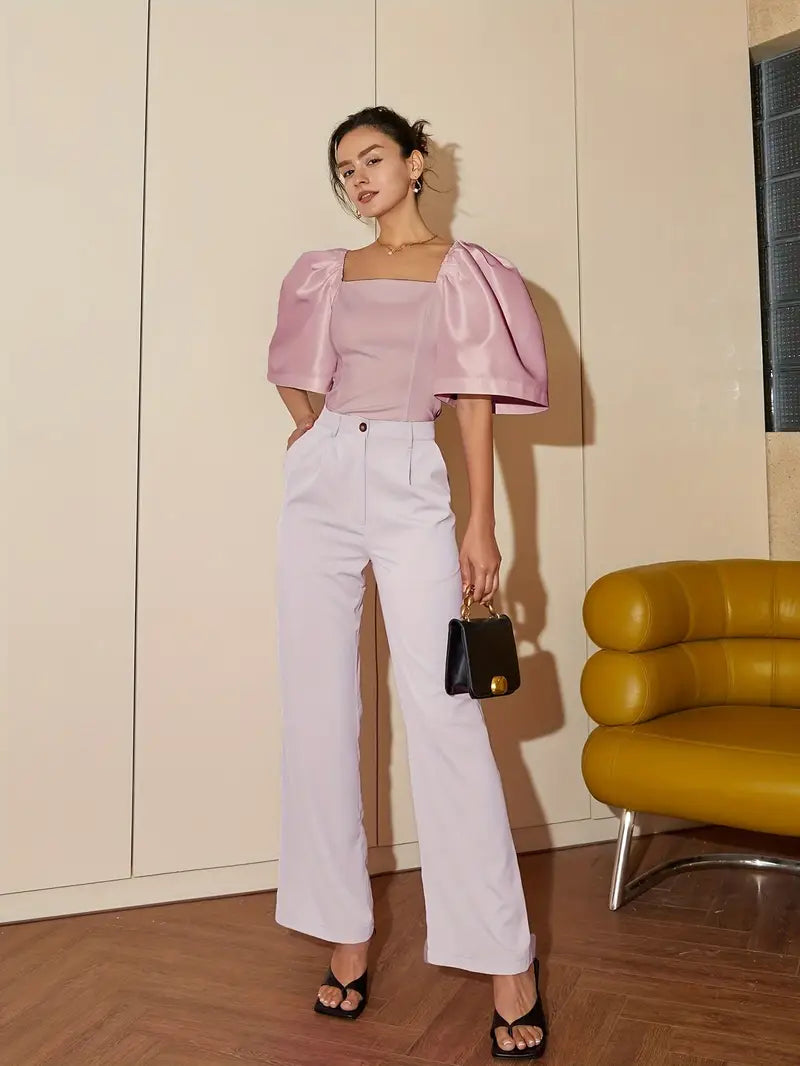 Clara – Stylish Satin Puff Sleeves Blouse