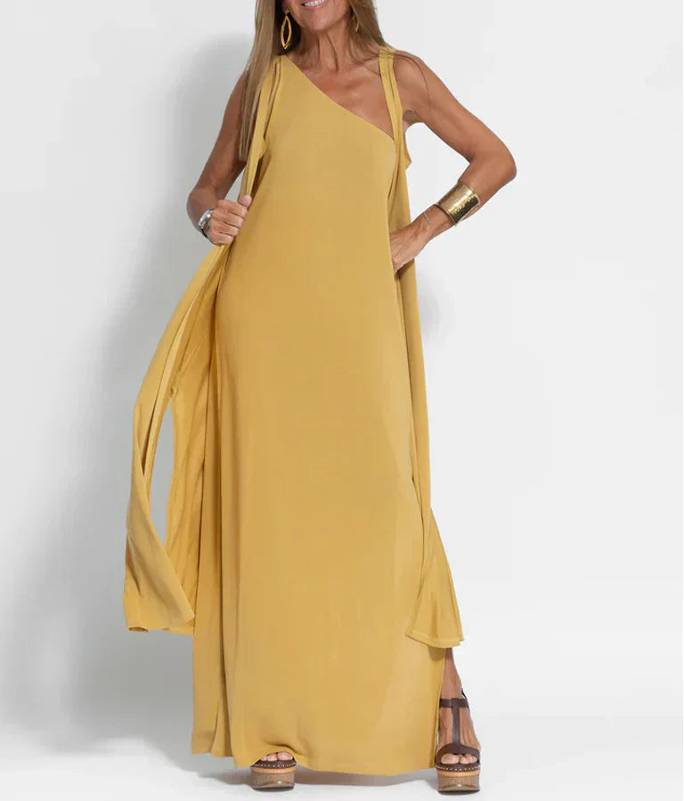 Marigold – Asymmetric One-shoulder Maxi Dress