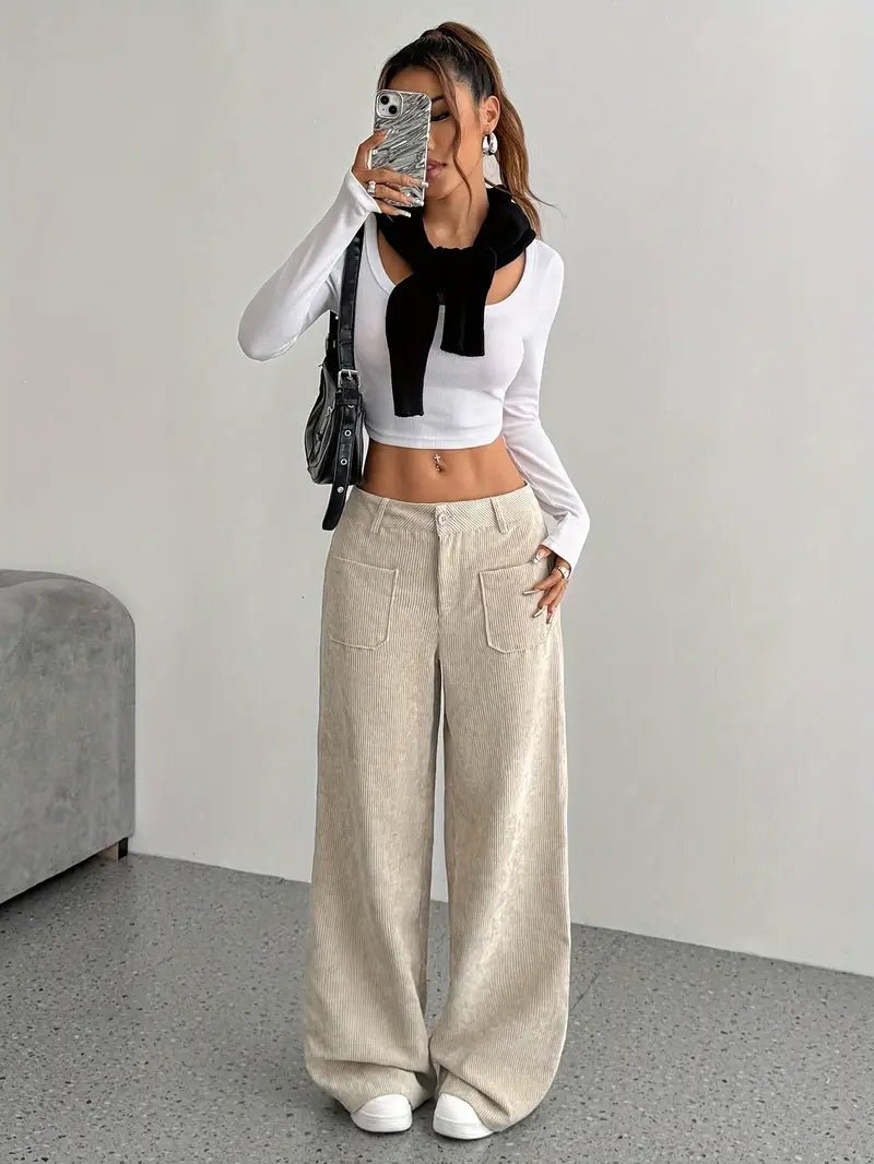 Ishbel – Cotton Corduroy Wide Leg Trousers