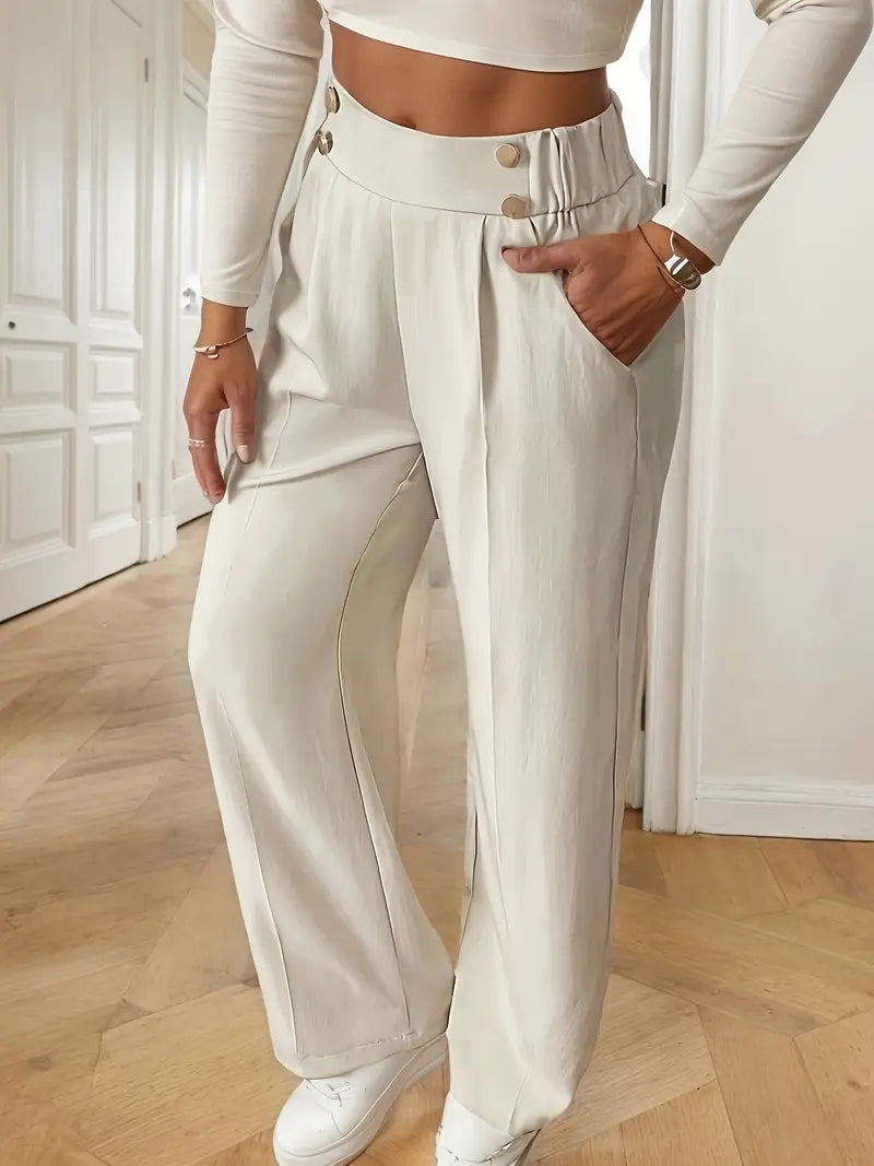 Lethoria – Elegant High-waisted Wide-leg Trousers