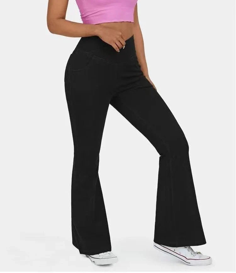 Lirra – High-waisted Stretch Flared Trousers