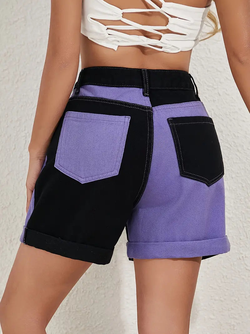 Dravena – Stylish Two-tone Denim Shorts