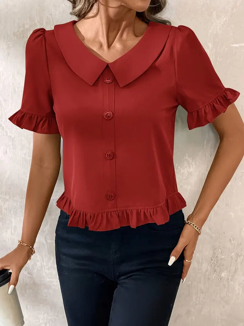 Saphira – Elegant Blouse with Ruffle Trim