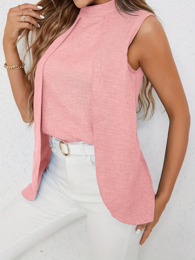 Zyra – Stylish Sleeveless Blouse with High Collar