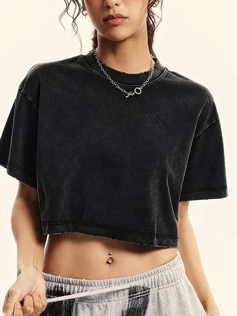 Lenore – Oversized Vintage Washed Crop T-Shirt