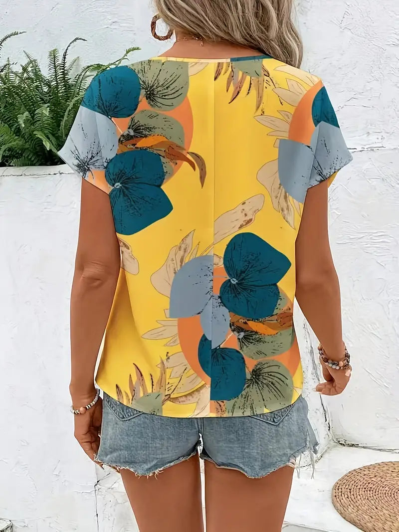 Amalthea – Round Neck Floral Print Blouse