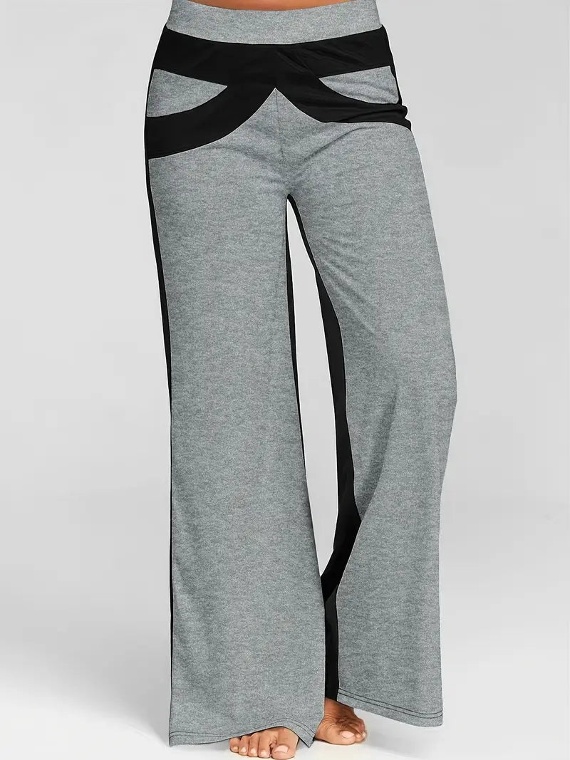 Xylaris – Stylish Wide Leg Pants with Color Block Design