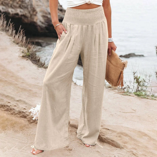 Marsha – High-quality Linen Wide-leg Beach Pants