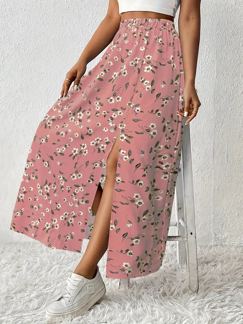 Louvina – Maxi Skirt with Floral Slit