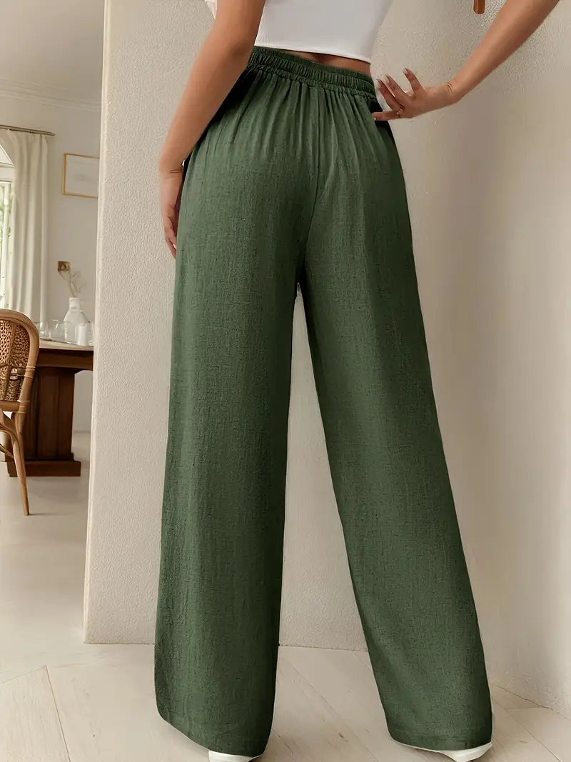 Yara – High-waisted Wide-leg Drawstring Lounge Pants