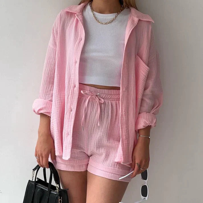 Luze – Stylish Set Cotton Shirt and Shorts