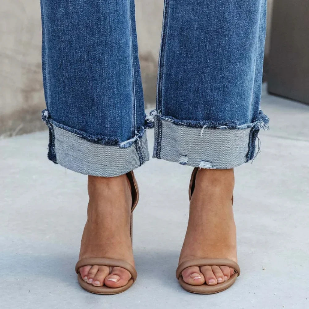 Ginny – High-rise Straight-leg Turn-up Jeans