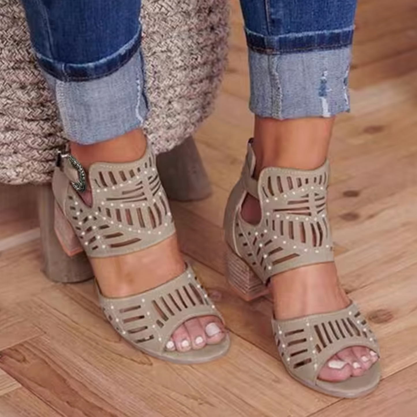 Maia - High Heel Sandals with Hemstitch