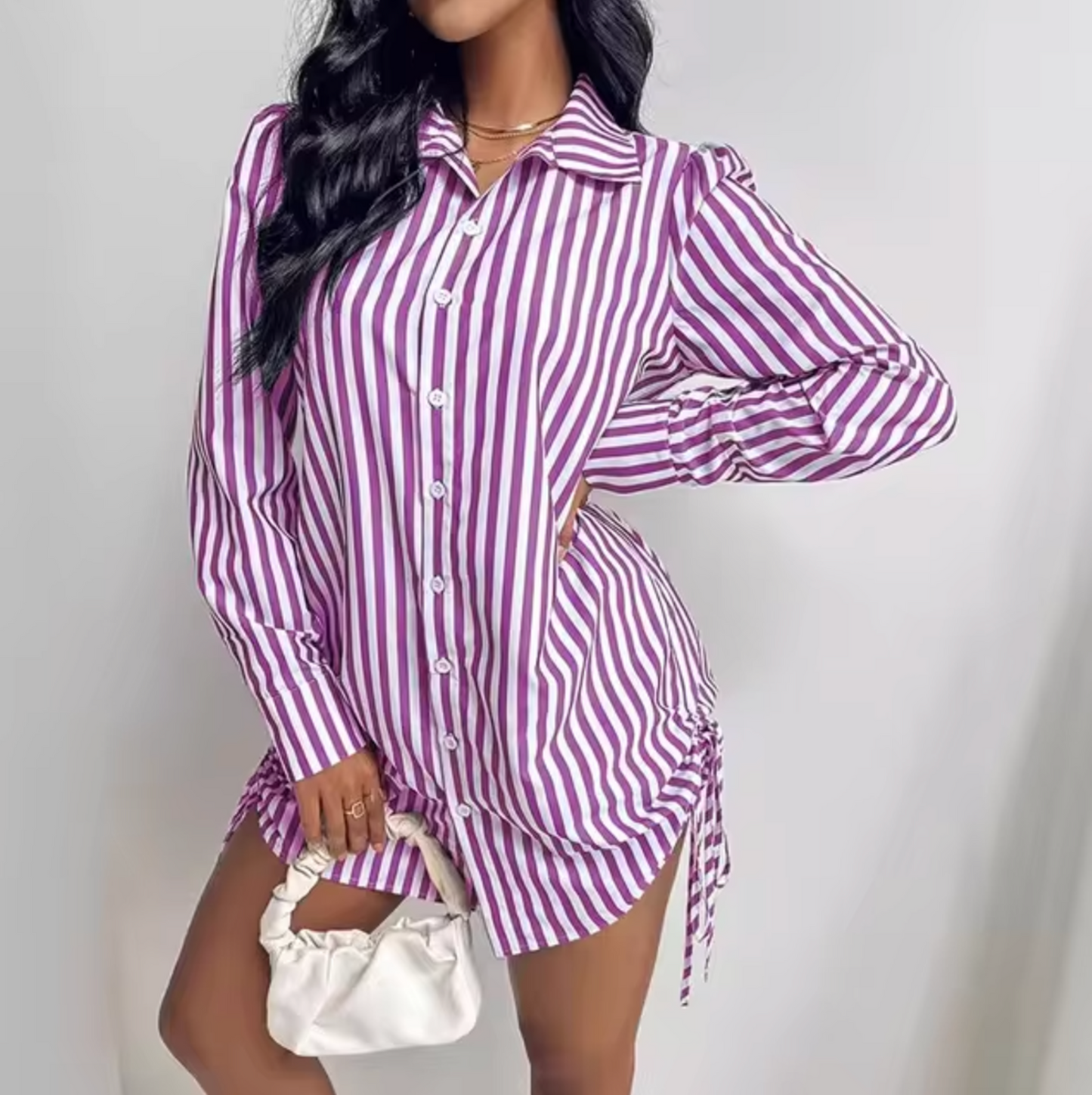 Kiri – Striped Dress with Buttons