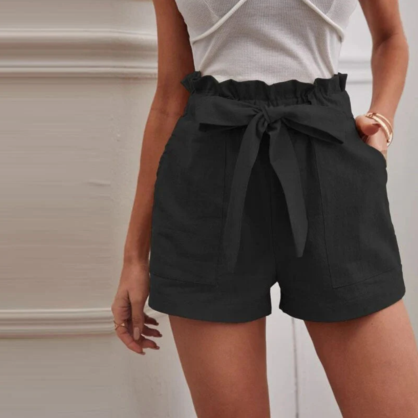 Aurelith – Elegant High-waisted Ruffle Shorts