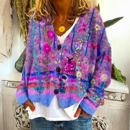 Elise - Women's sweater with floral motifs