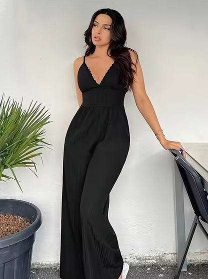 Paloma – Elegant V-neck Wide Leg Jumpsuit
