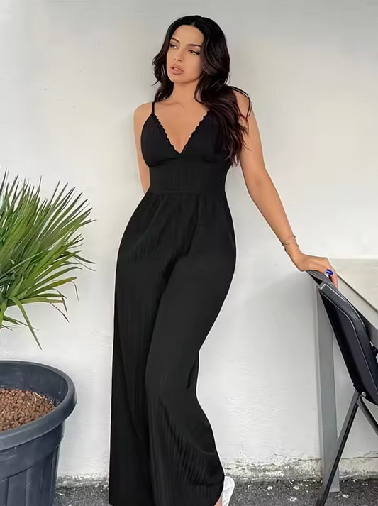 Paloma – Elegant V-neck Wide Leg Jumpsuit