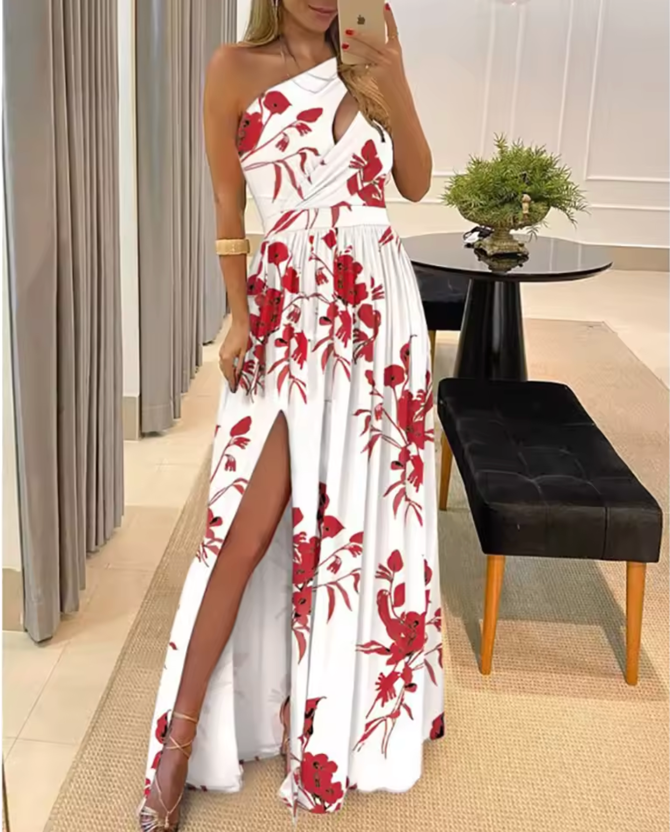 Calindra – Sexy One Shoulder Maxi Dress