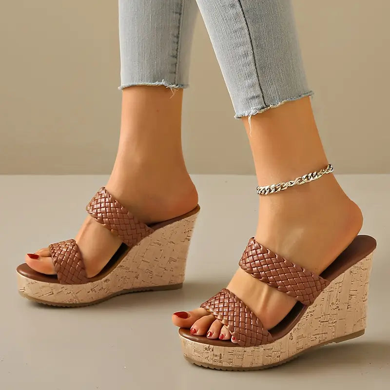 Bonnie - Wedge Sandals with Braided Strap