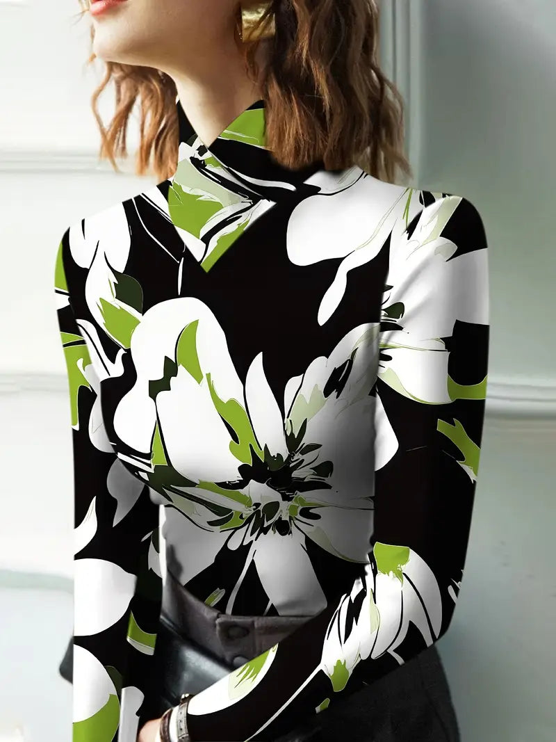 Trixie – Elegant Floral High-neck Top