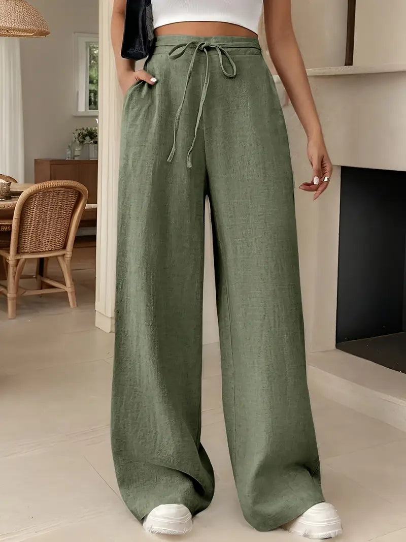 Yara – High-waisted Wide-leg Drawstring Lounge Pants