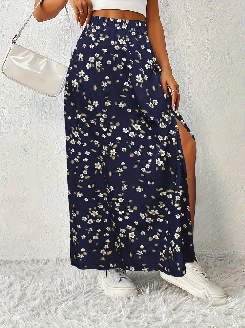 Louvina – Maxi Skirt with Floral Slit