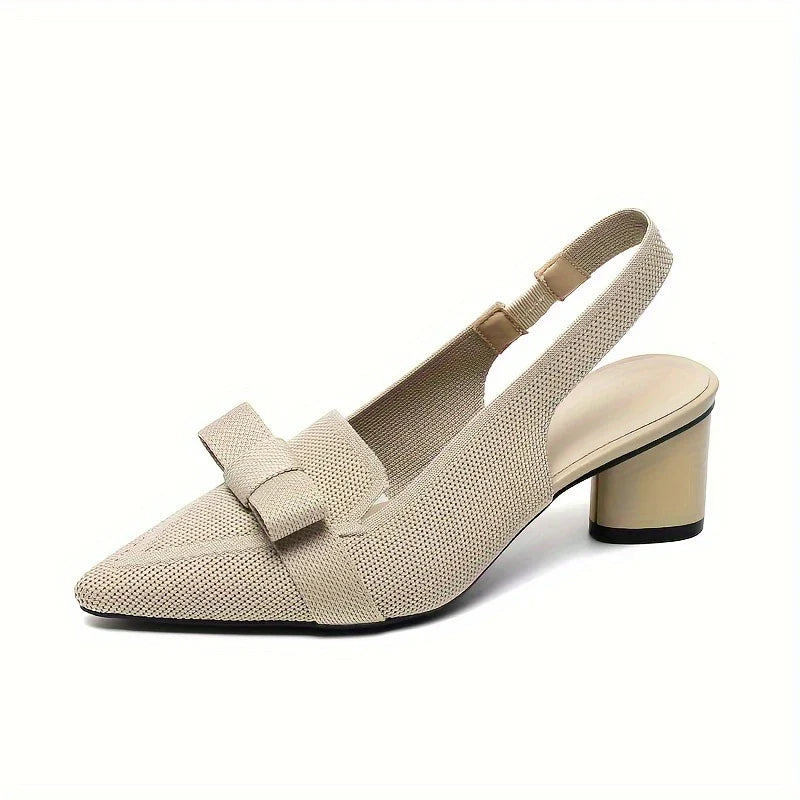 Caelina – Pointed Toe and Bow Slingback Block Heels