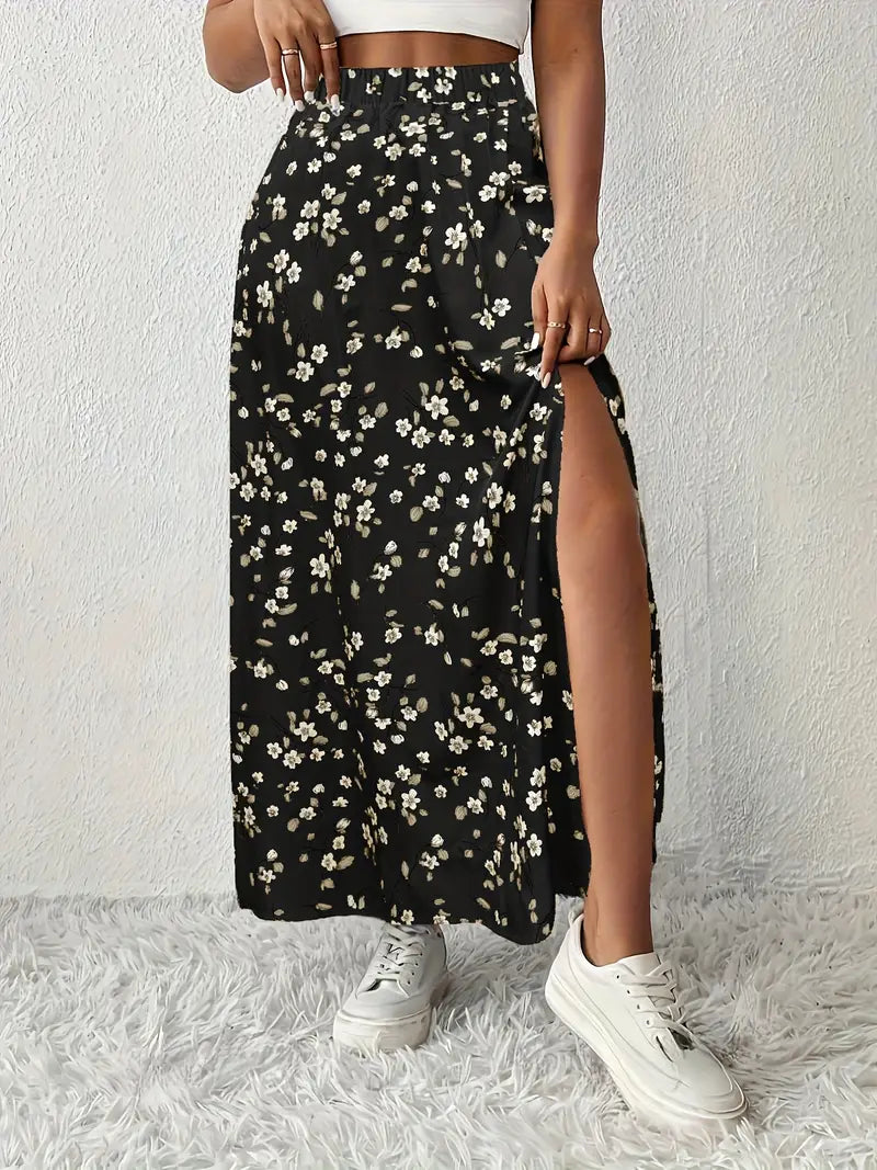 Louvina – Maxi Skirt with Floral Slit