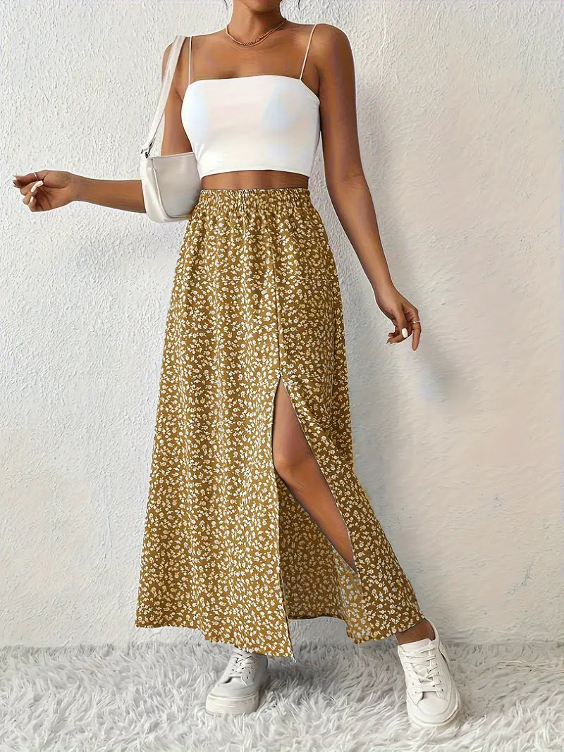Aori – Elegant High-waisted Maxi Skirts with Floral Print
