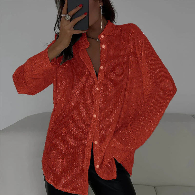 Eiralei – Sequin Long-sleeved Button-down Shirt