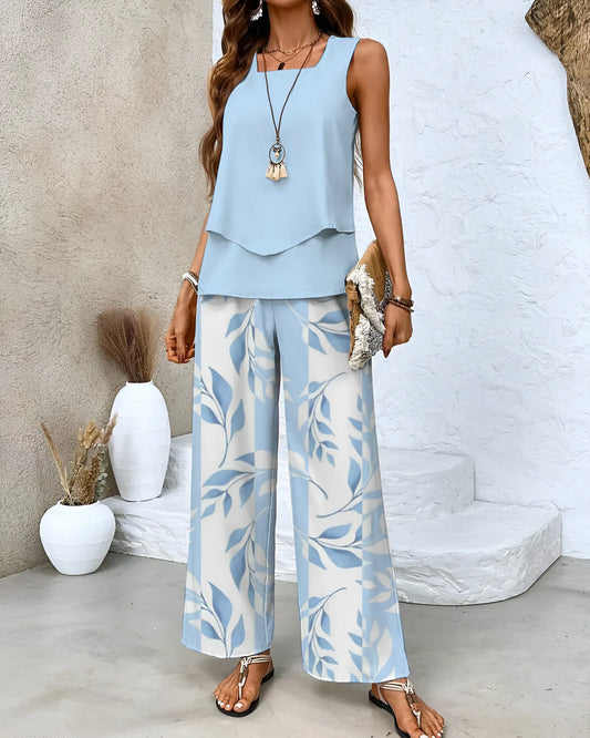 Alora – Elegant Sleeveless Top and Wide-leg Trousers Set