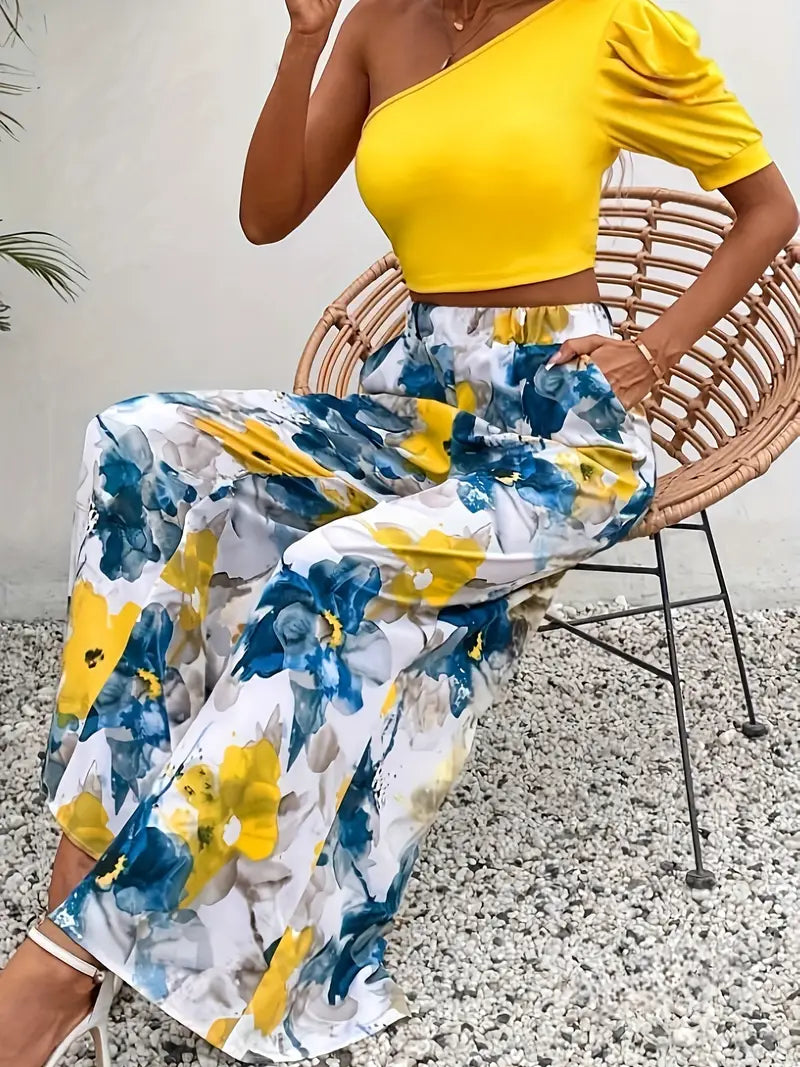 Syvaris – Wide Trousers with Floral Pattern