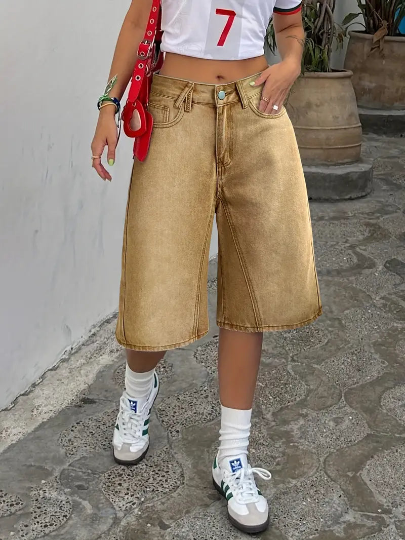 Sylvarine – Stylish Wide Leg Denim Shorts