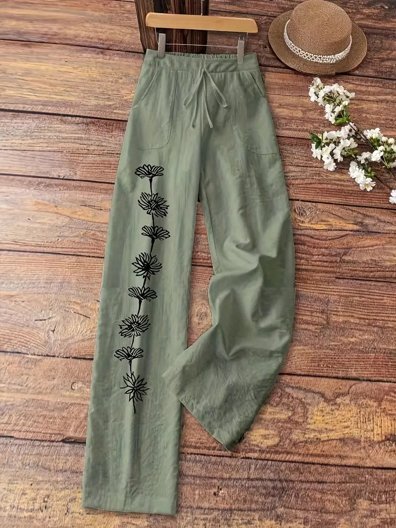 Xavendra - Stylish Wide Leg Embroidered Pants