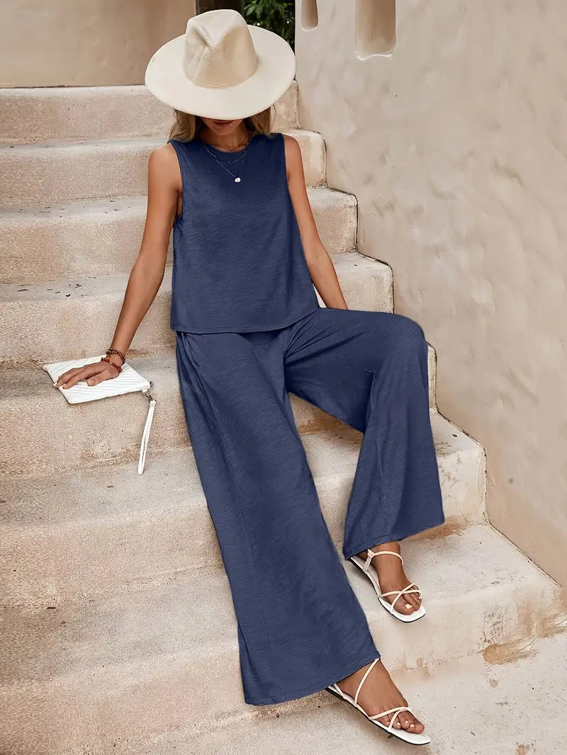 Armiela – Minimalist Sleeveless Wide-leg Trousers