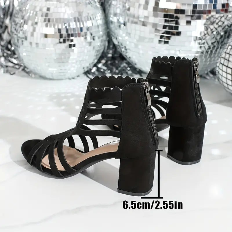 Ameiko – Elegant Cut-out Block Heel Sandals