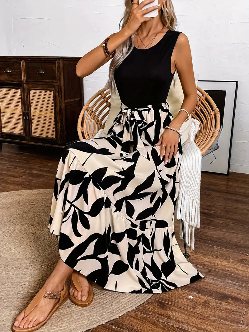 Tamisha – Sleeveless Black Top and Maxi Skirt Dress