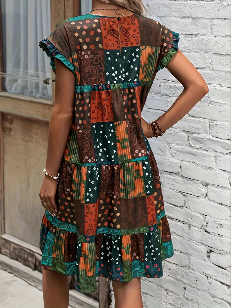 Elyth –  Bohemian Style Patchwork Dress