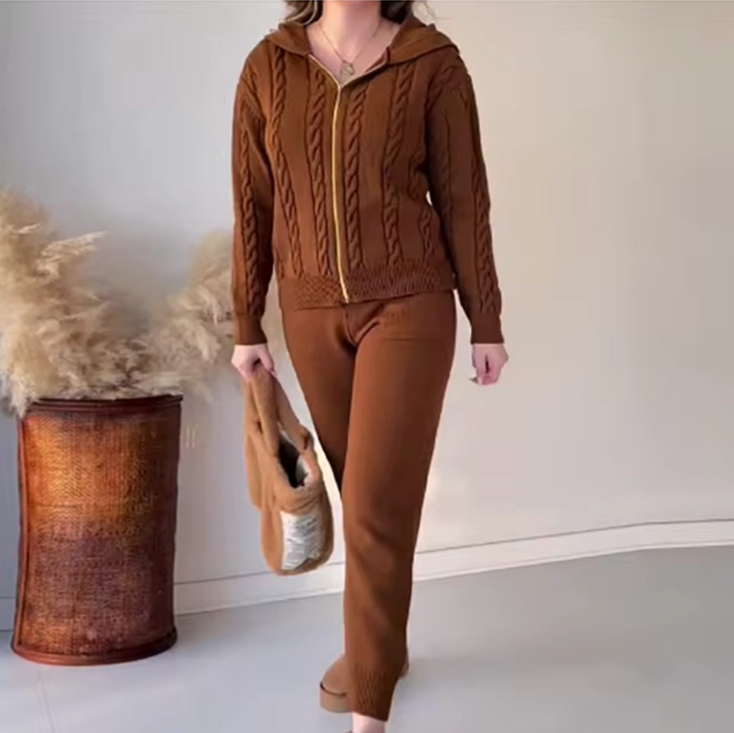 Kalleen – Two-piece Hooded Cardigan and Pants Set